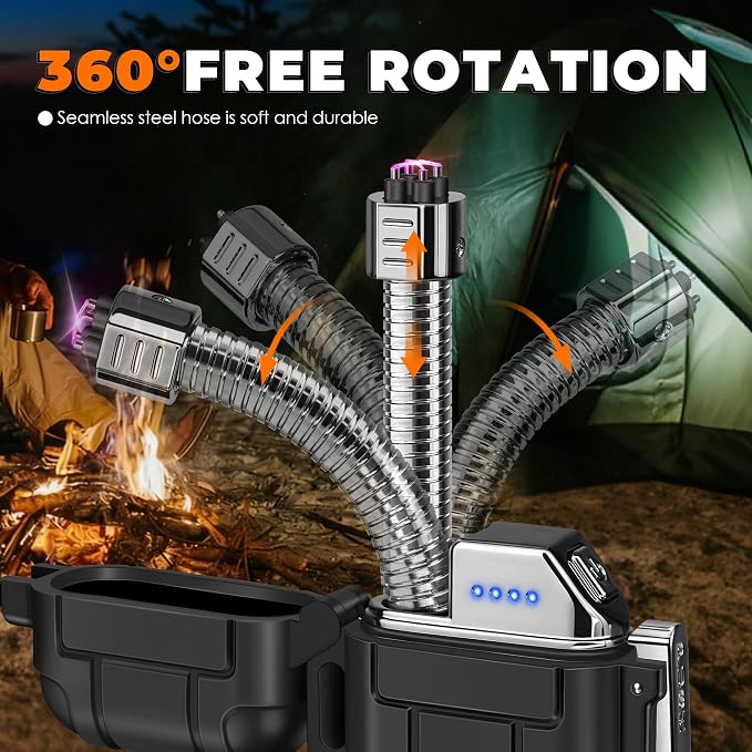Lafagiet Electric Lighter USB C, Powerful Dual Arc Plasma Flame, with Flashlight, Wind & Waterproof Lighters for Candle, Camping, Grill, Emergency