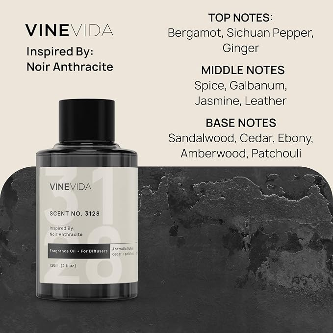 VINEVIDA [4 Oz] Inspired by: Noir Anthracite; Diffuser Oil Refill | Premium Scent Diffuser Oil for Home | Non-Toxic Fragrance