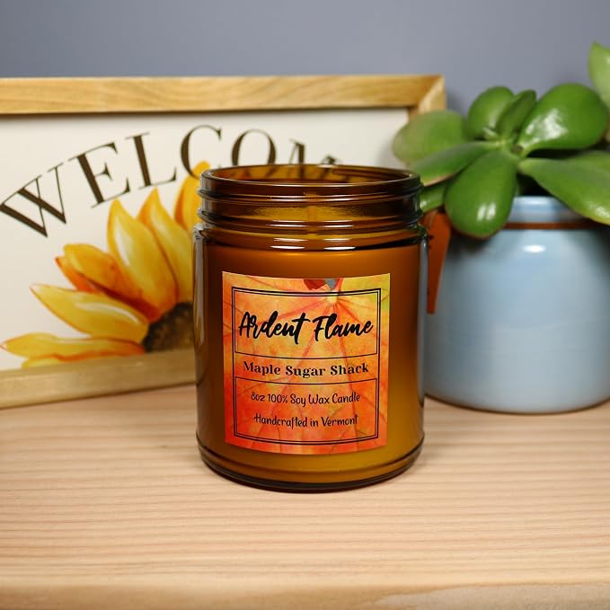 Candles | Vermont Maple Sugar Shack | 100% Natural Soy Wax Candle for Home Decor | Highly Scented | Premium Fragrance | Handmade in Vermont, USA | 8 oz | Long Lasting | Great Gift