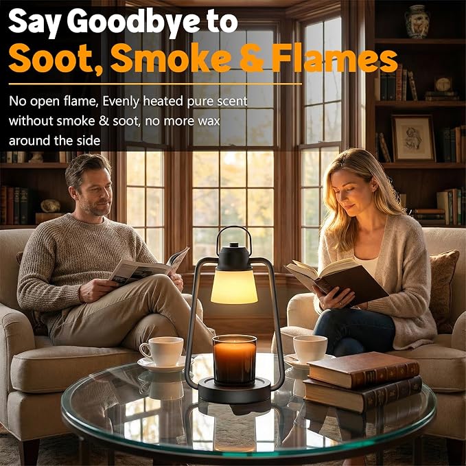 Candle Warmer Lamp, Candle Lamp Warmer with Dimmer, Electric Candle Warmer for Jar Candles Lamp Warmer Bedroom Home Decor, 2H/4H/8H Timer with 2 * 50 Bulbs