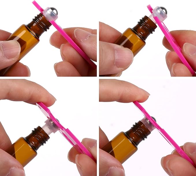 MaxMau Pack of 100,5ml Amber Glass Roller Bottles for Essential Oils Refillable Roll on Bottle with Stainless Steel Roller Balls Golden Cap For Home Travel Aromatherapy