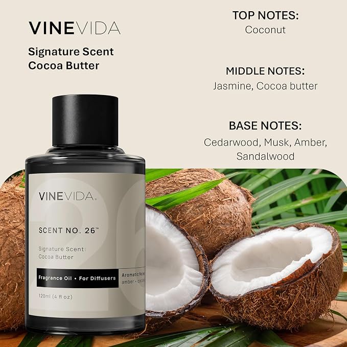 VINEVIDA [4 Fl Oz] Cocoa Butter Fragrance Oil for Cold Air Diffusers