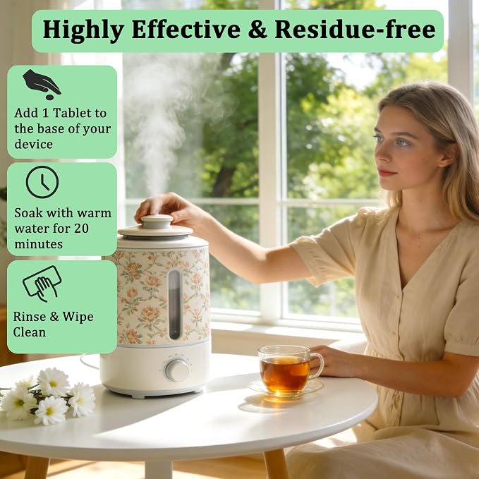 Cleaning Tablets for Humidifiers & Diffusers, Remove Stains and Residue, Prevent Buildup, Humidifier Cleaner Tablets (20-Pack)