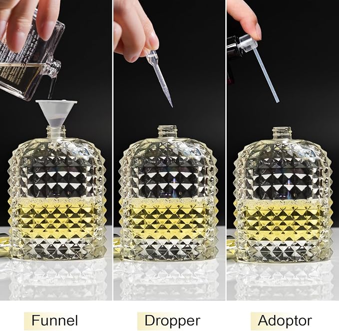 100ml/3.4 Oz Glass Spray Bottle Perfume Atomizer,Empty Travel Refillable Perfume Spray Bottle with 3 Kinds of Dispenser (A1)