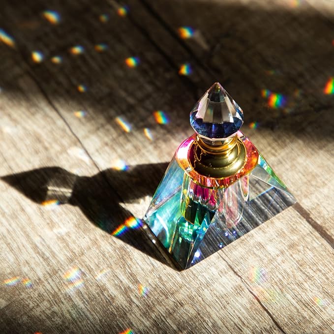 H&D HYALINE & DORA Vintage Egyptian Perfume bottle Decor Refillable Mini Empty Potions Glass 3ML (Rectangular pyramid)