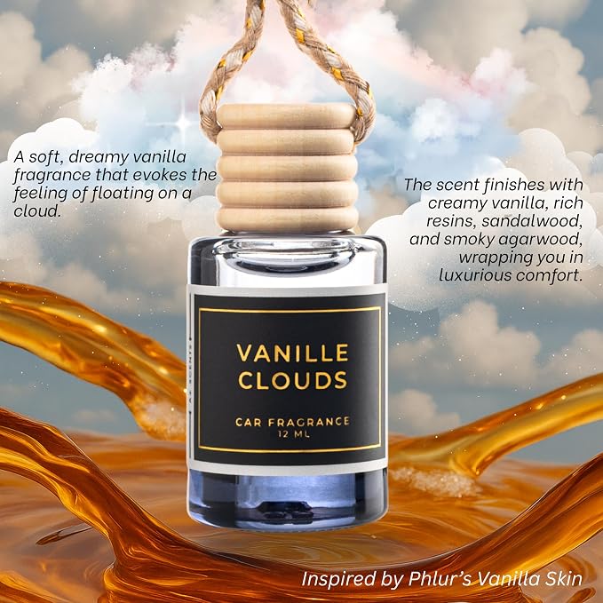 Vanille Clouds - 12ml Car Hanging Diffuser - Pure Indulgence, Wrapping you in the Softest, Most Luxurious Vanilla Scent - Lasts up to 60 days - Luxury Car Perfume | A+ Scents