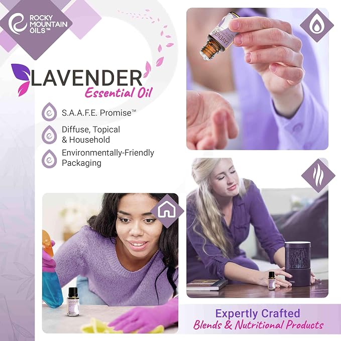Rocky Mountain Oils Lavender Essential Oil - Diffuser Oil, Pure Essential Oils for Diffuser and Aromatherapy, Perfect for Hotel, Spa, Sleep Diffuser Oil