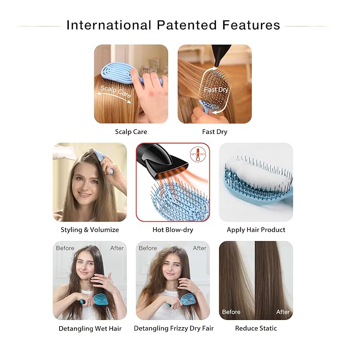 NuWay 4Hair® TravelC® U.S. Patented Single-Curve Scalp Care Travel Brush with Protective Case – Premium Portable Hair Health Tool with Heat-Resistant – Wet & Dry Use (Rose Pink)