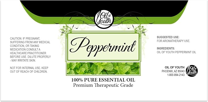 Oil of Youth Peppermint Essential Oil 8 oz - Aromatherapy Grade Bulk Peppermint Oil