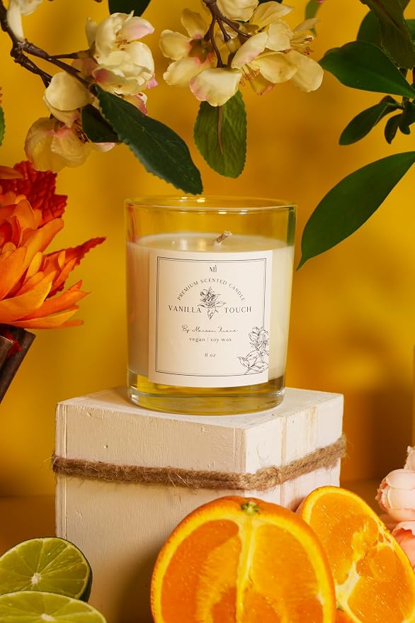 Vanilla Scented Candle | Soy Wax 8 oz Jar | Highly Scented Candles for Home | Long Lasting Aromatherapy | Decorative Gift for Women | Minimalist Room Decor