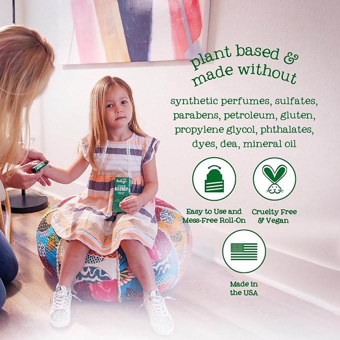 Oilogic Roll-On Essential Oils for Kids - Gentle Essential Oil Blends Soothe & Support Sneeze & Allergy - Safe for Children, Pediatrician-Tested, Mess-Free Application for Kids & Toddlers, 0.3 Fl Oz