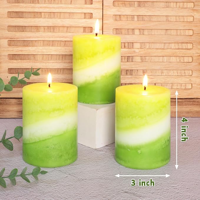Crystal Club Eucalyptus Mint Scented Candles, 3x4 Inch Green Pillar Candle, Long Burning 40+ Hours, Aromatherapy Candle for Home Decor & Tabletop Centerpiece