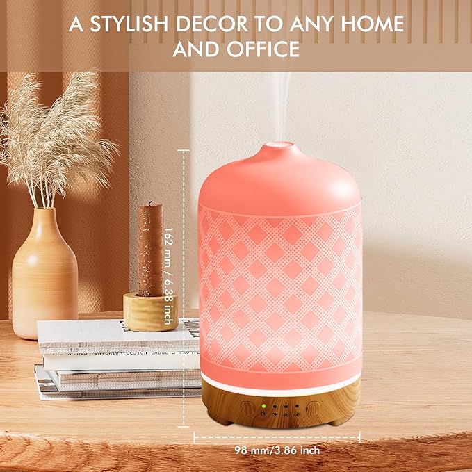 Essential Oil Diffuser Diffuser -Aromatherapy Diffuser for Essential Oils with Timer and 7 Colors LED Light Ultrasonic Diffuser with Auto Shut-Off, Home Office Decor&Gift (White-200ml)