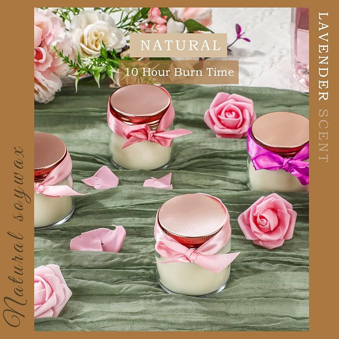 Lounsweer 24 Pcs 4oz Mini Mason Jar Candles Bulk Small Lavender Scented Candles for Wedding Christmas Halloween Birthday Thank You Gifts for Coworker Staff(Rose Gold)