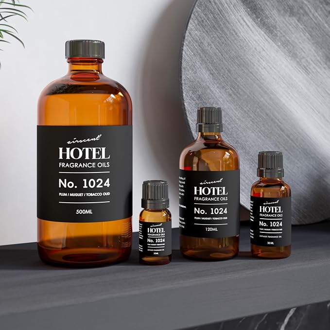 AirScent Hotel Diffuser Oil No. 1024 Inspired by the JW M Hotel - Plum Muguet Tobacco Oud -Premium Fragrance Oil for Ultrasonic and Waterless Diffusers and Crafting - 30 ml, 1 fl oz