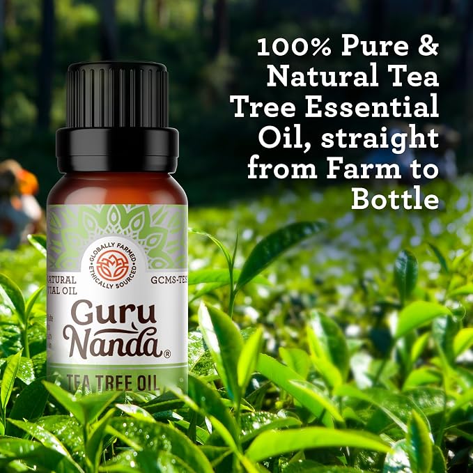 GuruNanda Tea Tree Essential Oil, 100% Pure, Natural and Undiluted Diffuser Oil for Aromatherapy, Massages & DIY Recipies, Helps in Skin & Hair Care (2X0.5 fl Oz)