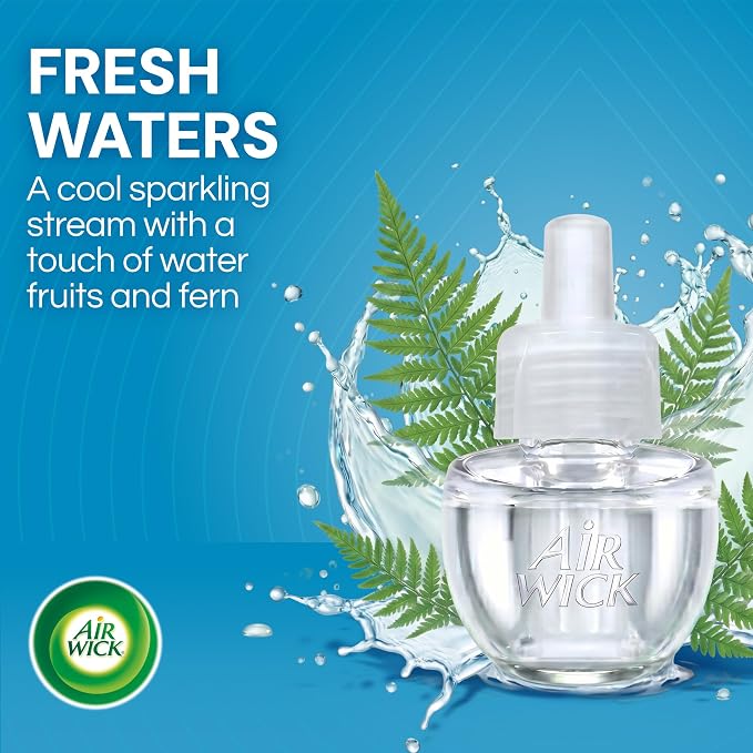 Air Wick Plug-In Scented Oil Refills, 10 Count, Fresh Waters, Air Freshener, Essential Oils, Eco Friendly