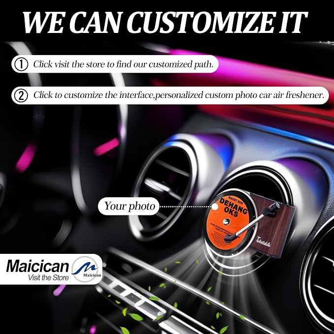 Maicican 12pcs Personalized customized Car Air Fresheners,Pop Singer Album Cover Record Player Car Fresheners for Women, Car Inter Accessories Music Lover Gift.(customization CD), Blue