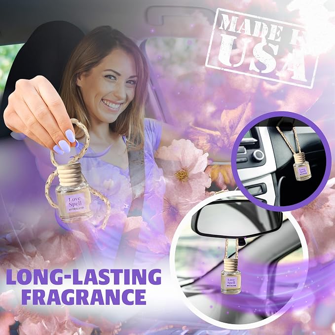 Car Air Freshener Diffuser, Love Spell Aromatherapy, Natural Fragrance Oil, Long Lasting, by Bootleg Collection, Made in USA