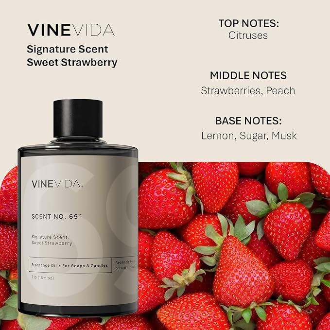 VINEVIDA [16oz] Sweet Strawberry Fragrance Oil for Candle Making and Soap Making - Premium Candle Scents for Soy Candles