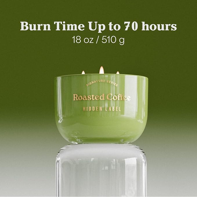 Hidden Label Tahitian Flower Scented Candles, 3 Wick Aromatherapy Soy Candle, 18oz/70-Hour Burn, Non Toxic Natural Green Candle, Luxury Home Scent & Décor Gift for Women and Men