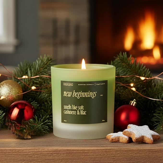 Benevolence LA New Beginnings Scented Candles | 10 oz, 40-50 Hour Burn, New Home Candle | House Warming Gifts for Women, Friends | Gift Idea for Promotion, Retirement - Notes of Cashmere & Lilac