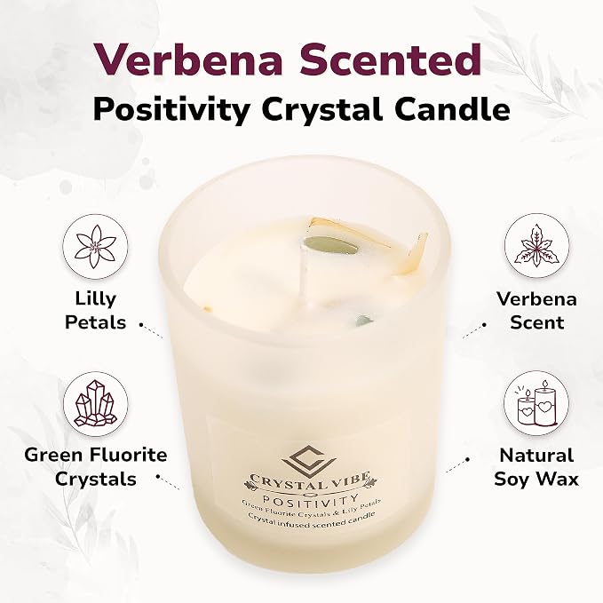 Crystal Vibes Scented Candle for Aromatherapy & Meditation | Long-Lasting Fragrance | Relaxing Home Décor | Stress Relief & Calm Ambience