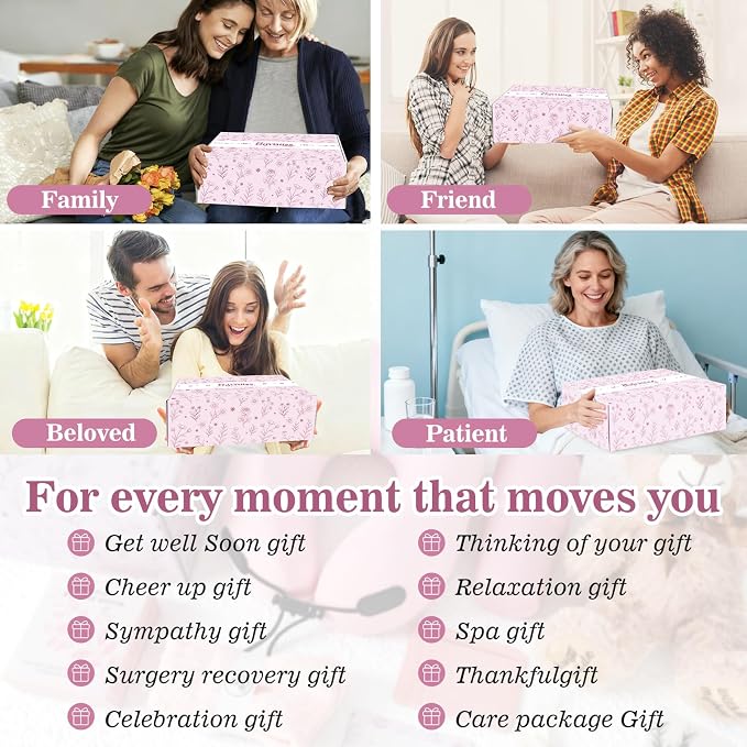 Mother‘s Day Gift for Her, 8PC Thinking of You Gift Basket for Women, Girlfriend, Wife, Self Care Gifts for Women, Get Well Soon Gift Baskets for Women, Birthday Gift Care Package Gifts Set for Her