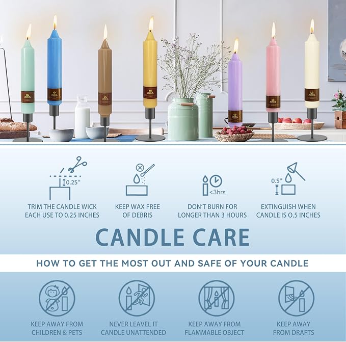4 Pack Taper Candles Blue Tapered Candles 7 Inch Smokeless Candle Unscented Short Candlesticks Ideal for Weddings Dinner Parties Home Decor