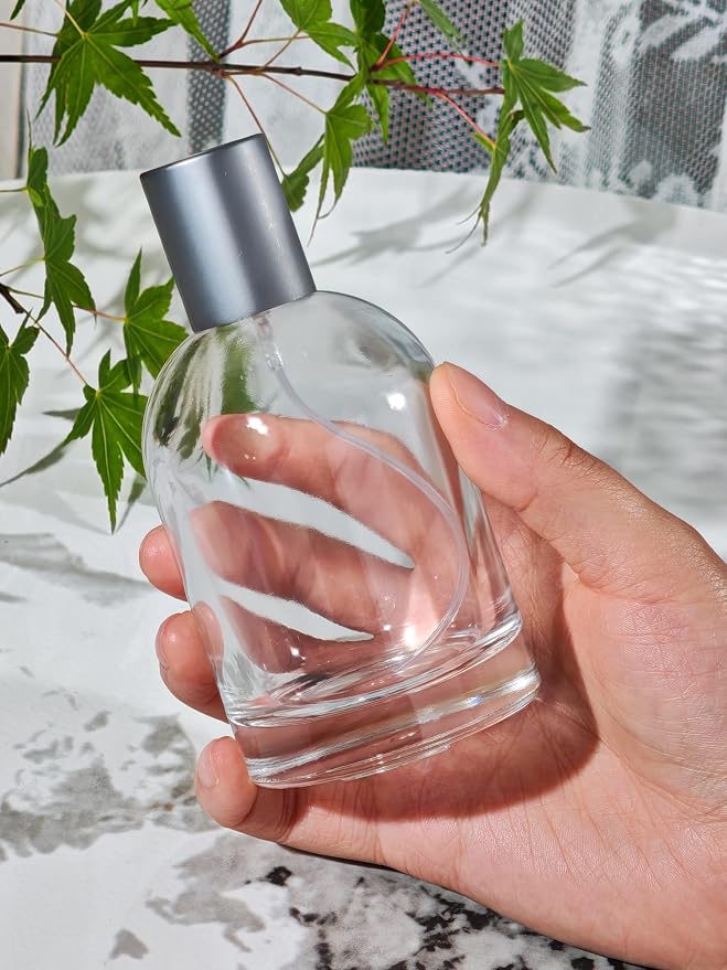 100ml/3.4 Oz Glass Spray Bottle Perfume Atomizer,Empty Travel Refillable Perfume Spray Bottle with 3 Kinds of Dispenser (Clear Glass, 100ml)