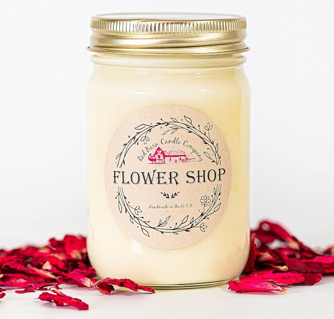 Flower Shop Aromatherapy Candle 12 oz | 100% All-Natural Soy Wax & Essential Oil Infused | 40+ Hour Burn Time | Pet Safe + Smoke Odor Eliminating | Handmade in U.S.A. | Non-Toxic Candles