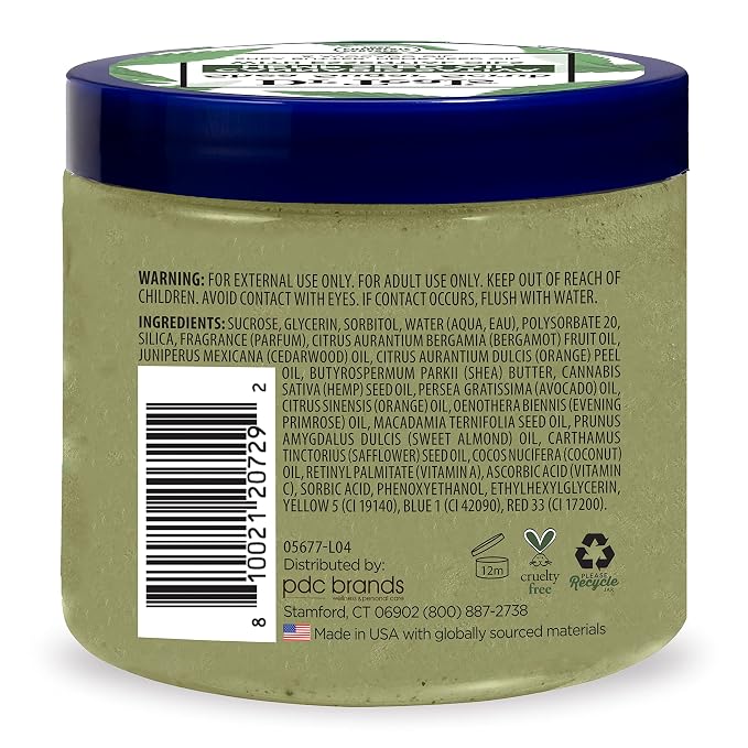 Dr Teal's Shea Sugar Body Scrub, Cannabis Sativa Hemp Seed Oil with Essential Oils, 19 oz (Pack of 3)