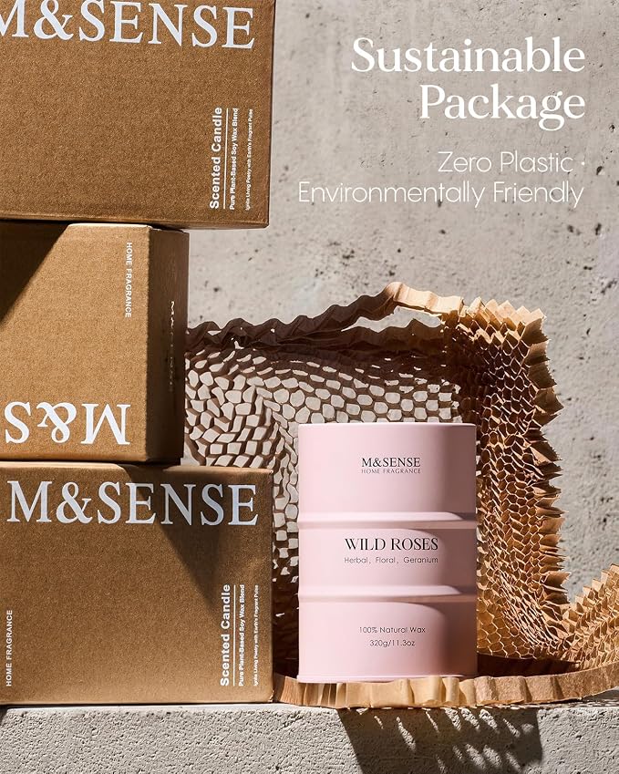 M&SENSE Wild Rose Natural Scented Candle, 70 Hours Long Lasting Soy Candles 11.3oz, Stress Relief Aromatherapy Candles for Women, Romantic Candle Gifts Valentines Day Gifts