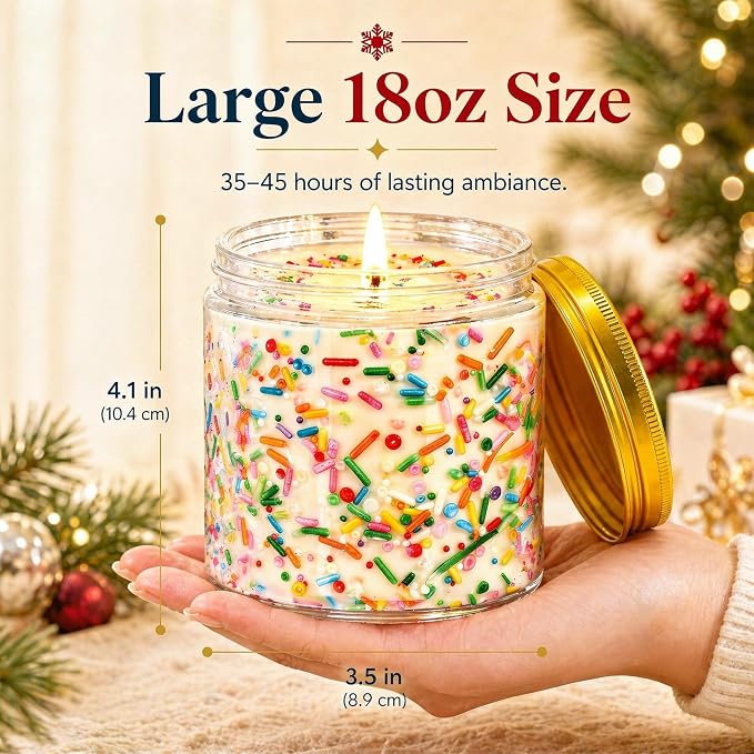 Viyffo Happy Birthday Candle - Caramel & Vanilla Cupcake, 18oz Large Non Toxic Soy Scented Candle, Decorative Colorful Jar Candle, Birthday Gift for Women, Mom & Sisters, Yourself, Friends