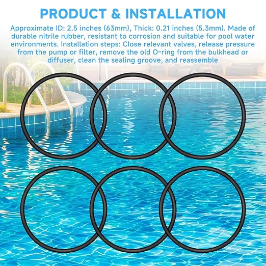 Cutetool(6PCS) SX220Z2 Bulkhead O-Ring Compatible with Hayward Max-Flo II, Max-Flo VS, Pro-Grid, SwimClear Pool Filters Bulkhead and Diffuser SX220Z2 O-649 O-Ring Seal Replace