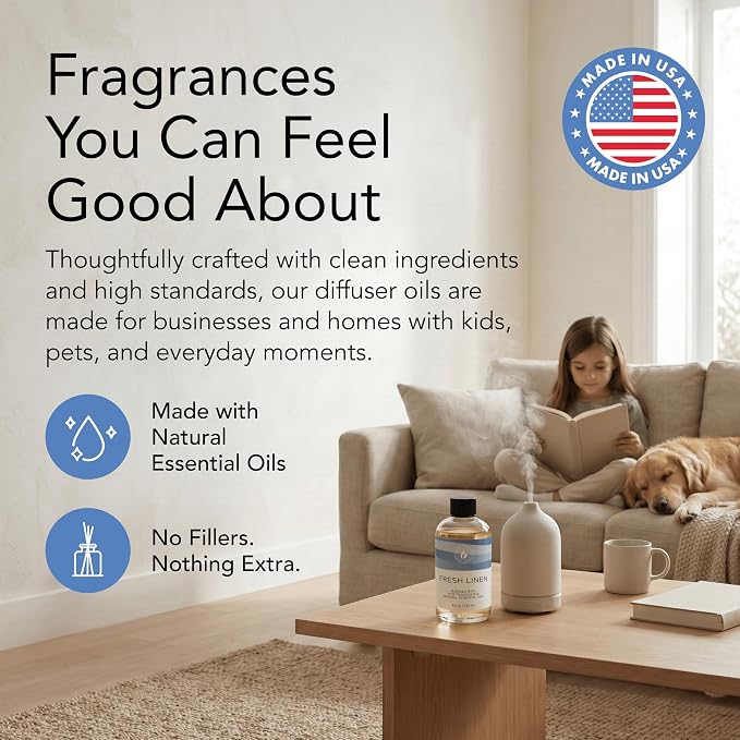 Aroma Country White Tea Diffuser Oil - Luxury Essential Oils for Diffuser Refill & Air Freshener Room Spray, Long-Lasting, Natural Home Fragrance and Hotel Scent for Diffusers & Machines (4 Fl. oz)