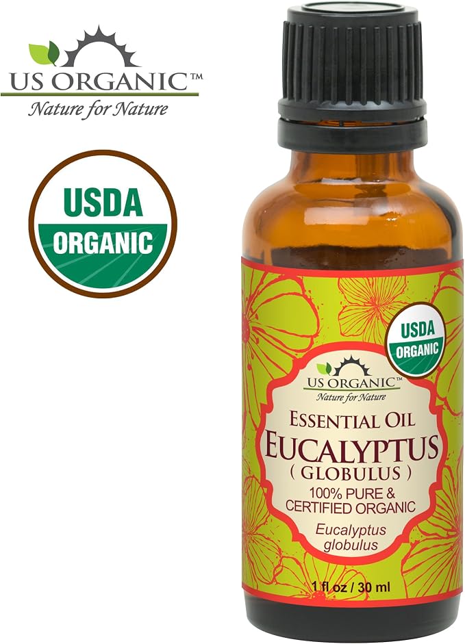 US Organic 100% Pure Eucalyptus Essential Oil (Globulus) - USDA Certified Organic, Steam Distilled - W/Euro droppers (More Size Variations Available) (30 ml / 1 fl oz)