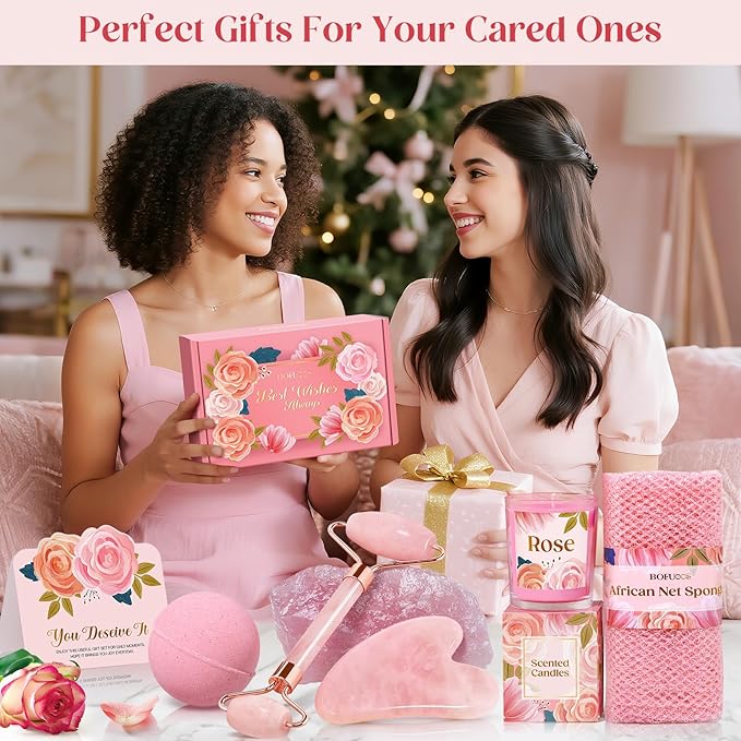 Birthday Gifts for Women, Self Care Spa & Bath Relaxation Gift Set | Great Pink Gifts for Mom, Sister, Girlfriend, Grandma,Friend, Perfect for Birthday, Mother's Day, Christmas, Valentine's Day