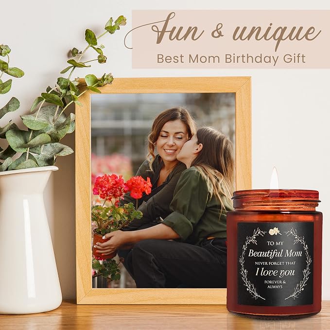 Candle Gifts for Mom from Son Daughter - Valentines Mothers Day, Love You, Birthday Gift for Her - Relaxing Aromatherapy Candles for Women, Wife, New Mom - Natural Soy Jasmine Candle for Home
