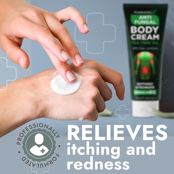 Antifungal Body Cream for Ringworm & Athlete’s Foot | Strength Formula with Tea Tree Oil | Helps With Itching, Burning & Scaling Relief | Treatment For Skin Fungus | 4.05 fl oz