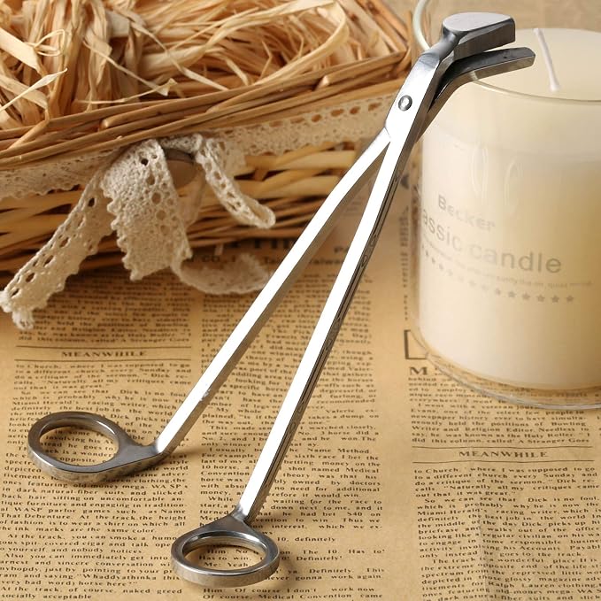 Muxsam Candle Wick Trimmer - Stainless Steel Wick Clipper Scissors - Reduces Soot (1-Pack, Silver)