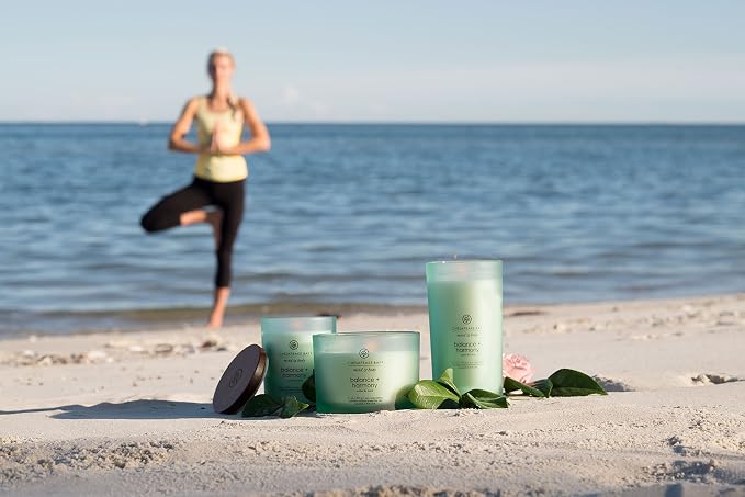 Chesapeake Bay Balance + Harmony Scented Candle Water Lily Pear Fragrance 50 Hours Burn Time Warm & Decorative Soy Wax Blend (Pack of 4)