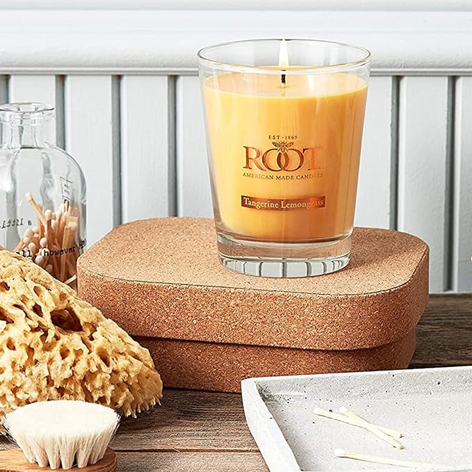 Root Candles Scented Candles Honeycomb Beeswax Blend Premium Handcrafted Candle, Large Veriglass, Tangerine Lemongrass