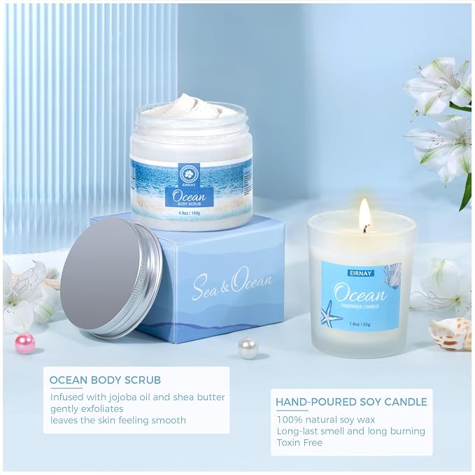 Mothers Day Gifts for Women, Spa Gifts Basket for Women, 12Pcs Ocean Bath and Body Gifts Set, Self Care Gifts for Mom, Wife, Girlfriend, Sister, Female Friends