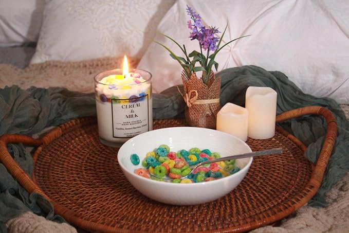 Cereal & Milk Candle | Purpose-Driven Soy Candles | Fun Cute Fruit Loops Candle | Cereal Bowl Food Gift Idea for Friend Birthday Bestfriend Mother's Day | Be Light Candle RE (Cereal & Milk)