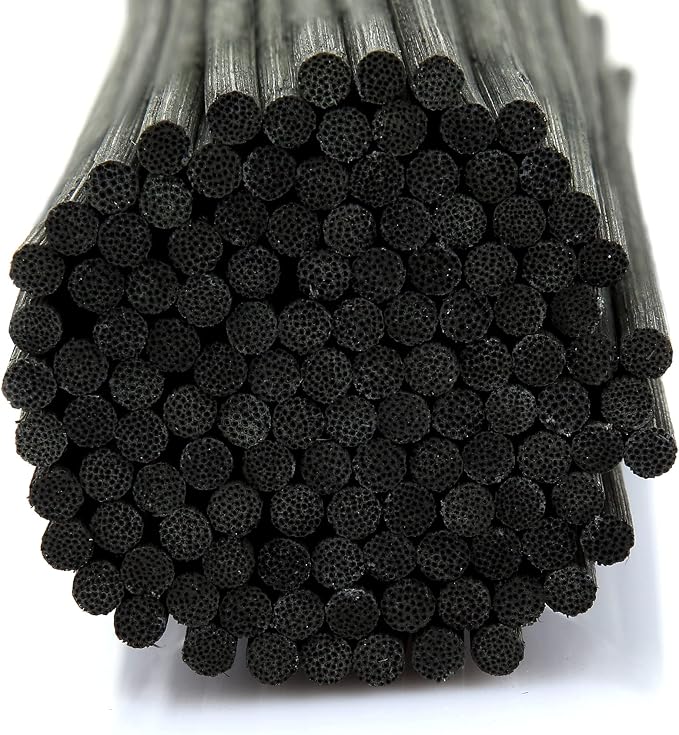 TOMCENXI 100PCS Reed Diffuser Sticks,10 Inch Natural Rattan Wood Sticks,Diffuser Refills,Essential Oil Aroma Diffuser Replacements Sticks for Home,Office (Black Color)
