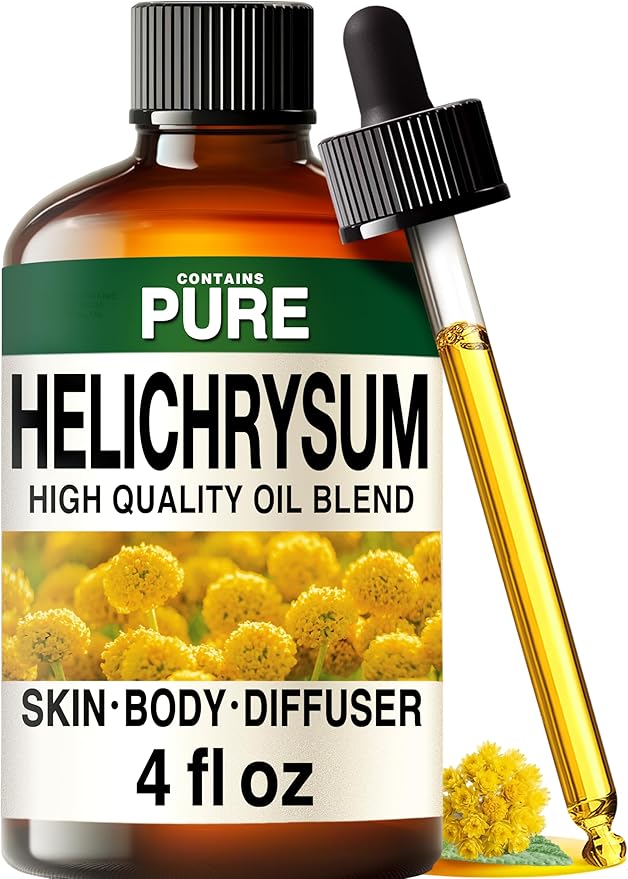 100% Pure Helichrysum Oil - 4 Fl Oz Helichrysum Essential Oil for Hair, Skin, Diffuser, Aromatherapy & DIY Soap Making Scent