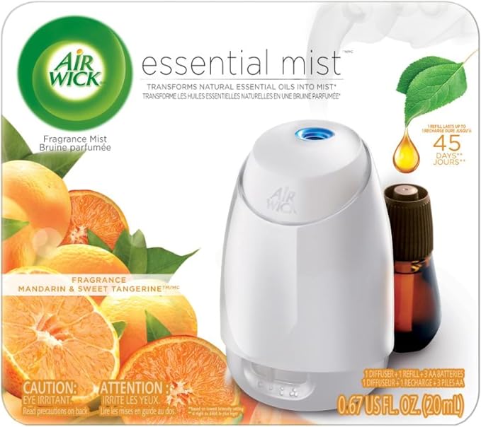 Air Wick Essential Mist, Essential Oil Diffuser (Diffuser + 1 Refill), Mandarin & Sweet Tangerine, Air Freshener