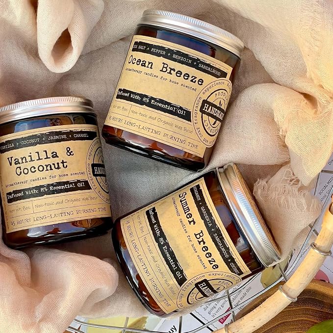 KOTKAS Ocean Breeze Scented Candles - 8oz Natural Scented Soy Candles Non Toxic, Aromatherapy Candles for Home Scented Candles Gifts for Women Bath Relaxing Calming Soothing Relaxation Stress Relief