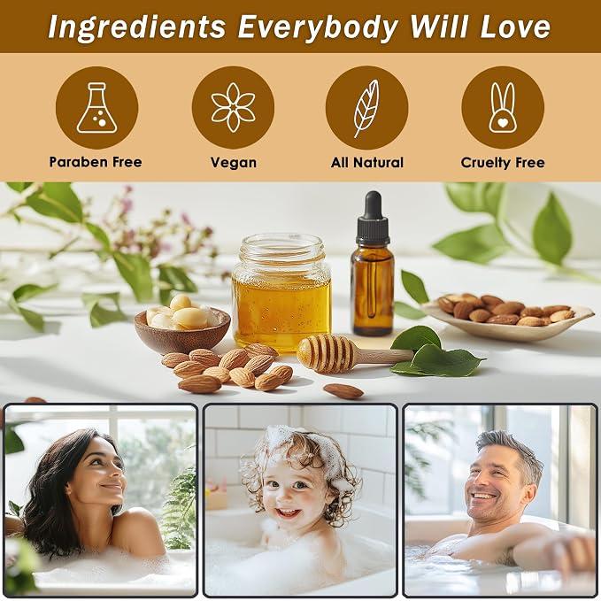 Aqua Elegante Spa Gift Basket - Luxury Bath Set with Body Wash, Bubble Bath, Lotion, Salts, Scrub, Spray, Shower Puff, Towel, Gifts for Women, Mom, Wife, Her - Honey & Almond